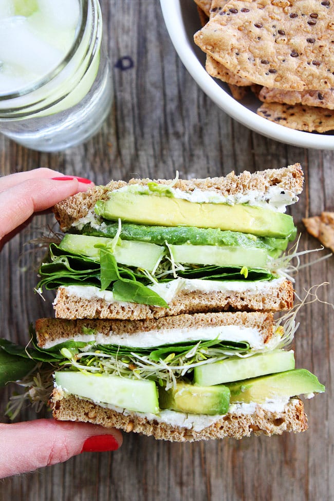 Cucumber and Avocado Sandwich Recipe on twopeasandtheirpod.com This fresh and simple sandwich only takes minutes to make. It is great for lunch or dinner! Cucumber and Avocado Sandwich Recipe