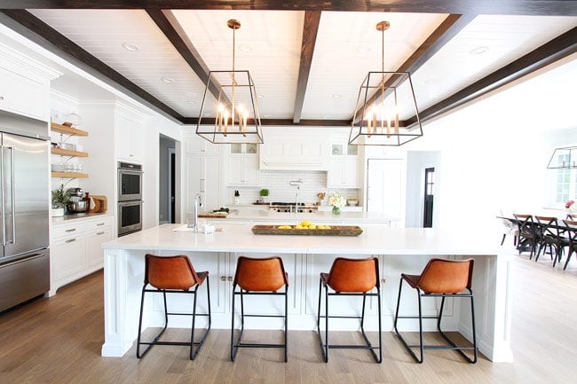 White Kitchen Design on twopeasandtheirpod.com This white kitchen is GORGEOUS! White Kitchen Design