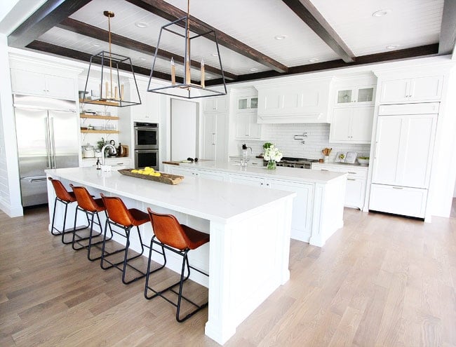 White Kitchen on twopeasandtheirpod.com The perfect white kitchen with two islands! Check out all of the photos for design inspiration! White Kitchen Design