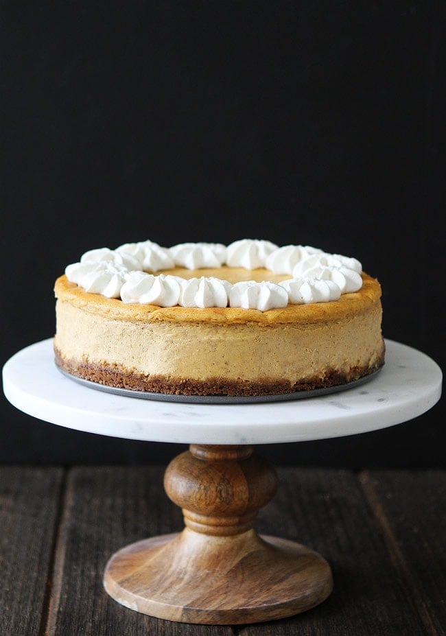 Pumpkin Cheesecake with Brown Butter Gingersnap Crust Recipe on twopeasandtheirpod.com This creamy, delicious pumpkin cheesecake is perfect for fall and holiday celebrations. Pumpkin Cheesecake with Brown Butter Gingersnap Crust Recipe