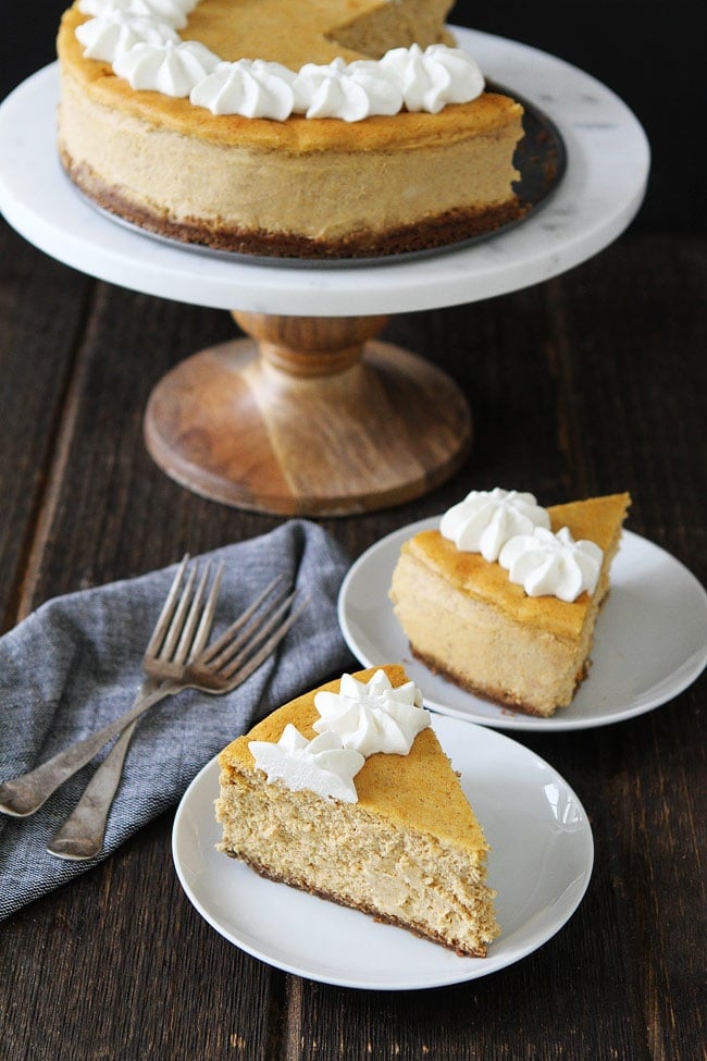 Pumpkin Cheesecake with Brown Butter Gingersnap Crust Recipe on twopeasandtheirpod.com This creamy and rich pumpkin cheesecake is perfect for fall and holiday celebrations. The brown butter gingersnap crust is perfection! Pumpkin Cheesecake with Brown Butter Gingersnap Crust Recipe