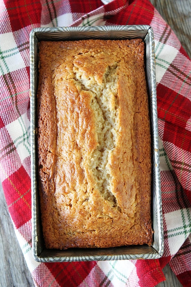 Eggnog Bread Recipe on twopeasandtheirpod.com This easy eggnog quick bread with a sweet eggnog glaze is a Christmas favorite. It is great for breakfast or dessert. Eggnog Bread Recipe