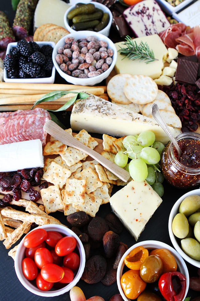 Cheese and Chocolate Board Recipe on twopeasandtheirpod.com This simple cheese and chocolate board is perfect for any party! Cheese and Chocolate Board Recipe