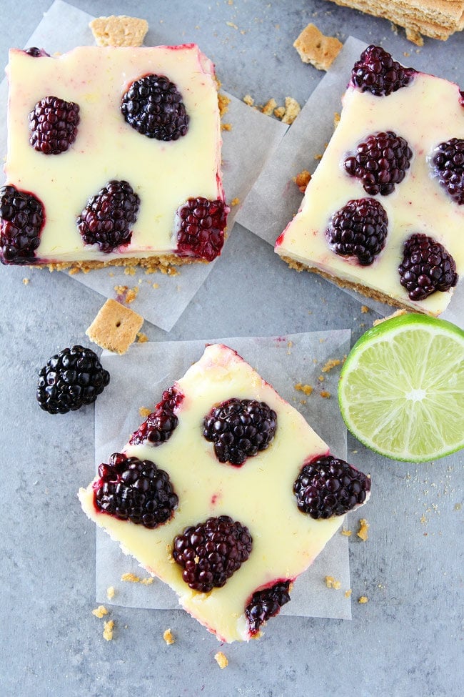 Blackberry Lime Bars Blackberry Lime Bars are made with a creamy, lime filling, fresh blackberries, and an easy graham cracker crust.