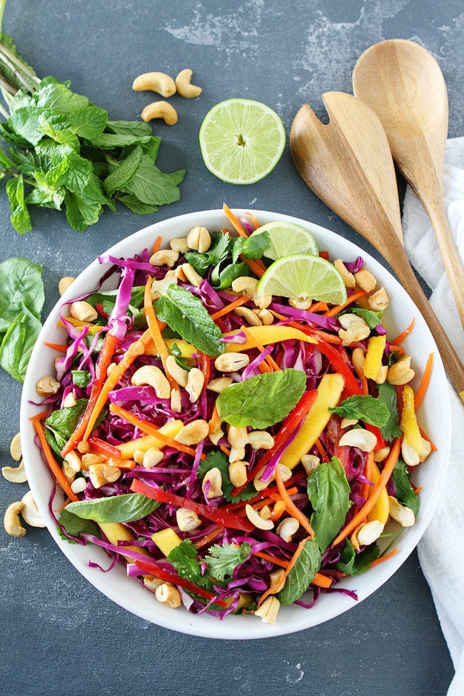 Thai Cabbage Salad Recipe on twopeasandtheirpod.com This Thai-style cabbage salad is light, bright, and packed with crunch and flavor. Thai Cabbage Salad Recipe