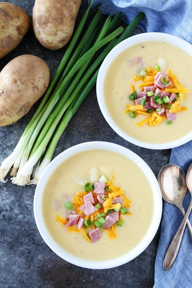 Cheesy Ham and Potato Soup Recipe-This easy Cheesy Ham and Potato Soup is the perfect recipe to use up your leftover Easter or Christmas ham. The soup is creamy, comforting, and so easy to make! Cheesy Ham and Potato Soup Recipe