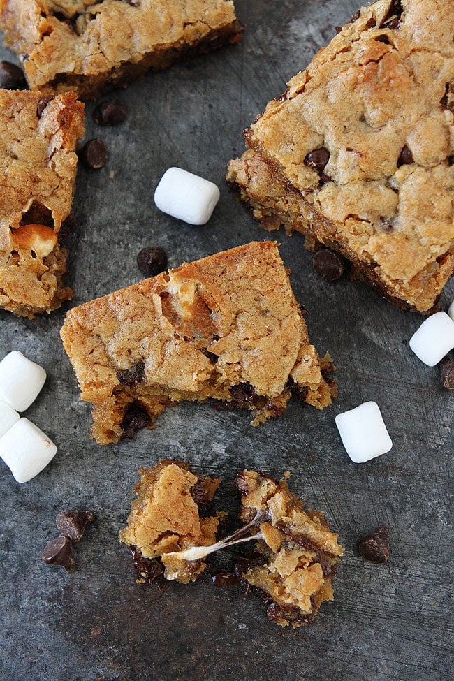 Marshmallow Toffee Blondies are chewy, gooey, and everyone's favorite dessert!
