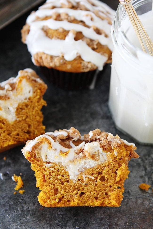 Pumpkin Cream Cheese Muffins with streusel topping