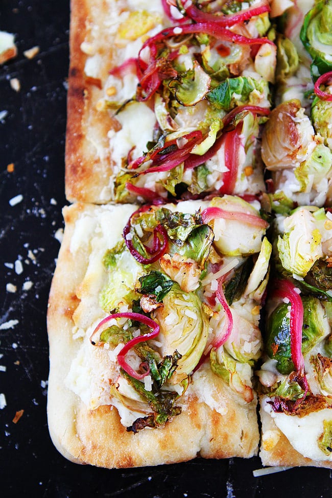 Easy Brussels Sprouts Flatbread Pizza is a quick and easy weeknight dinner.