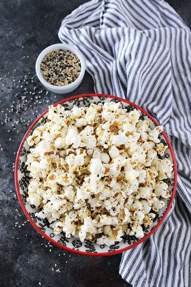 Everything Bagel Popcorn is a great gluten-free snack!