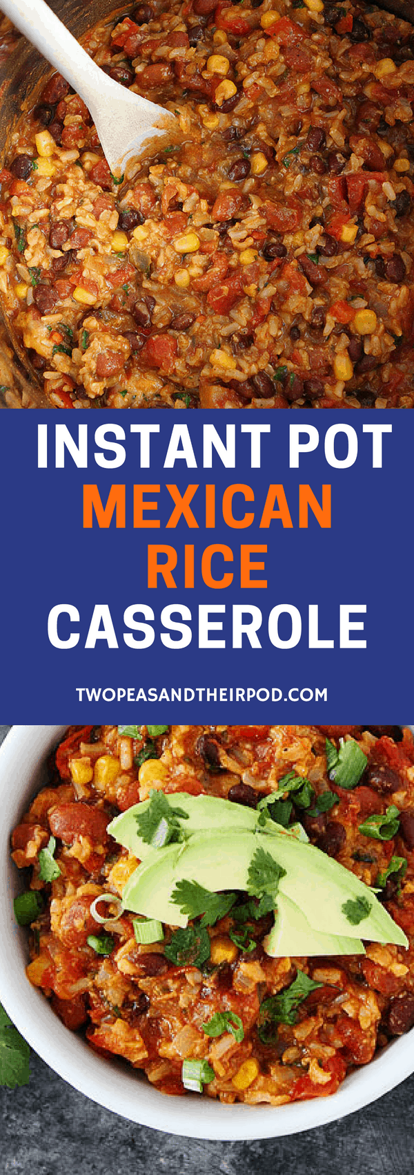 Instant Pot Mexican Rice Casserole is a weeknight dinner favorite! You will love this cheesy black bean and rice casserole! It is easy to make and freezes well too! #dinner #easyrecipes #vegetarian #glutenfree #InstantPot #casserole