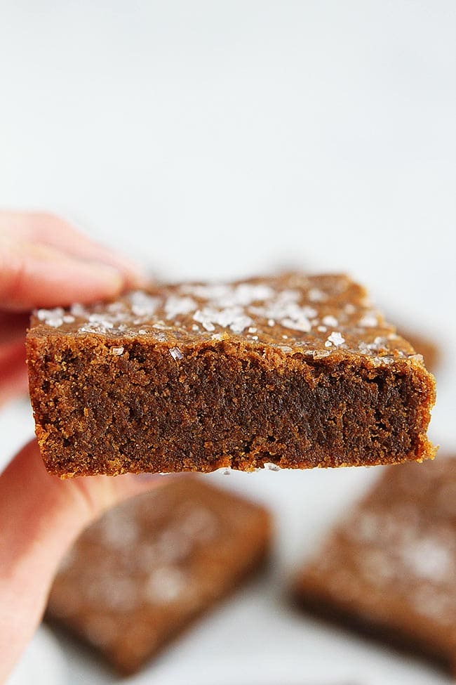 Brown Butter Ginger Molasses Blondies are the perfect bar treat for the holidays! #brownbutter #christmas #bars #blondies #baking #ginger #molasses #dessert #holidays Easy Brown Butter Ginger Molasses Blondies
