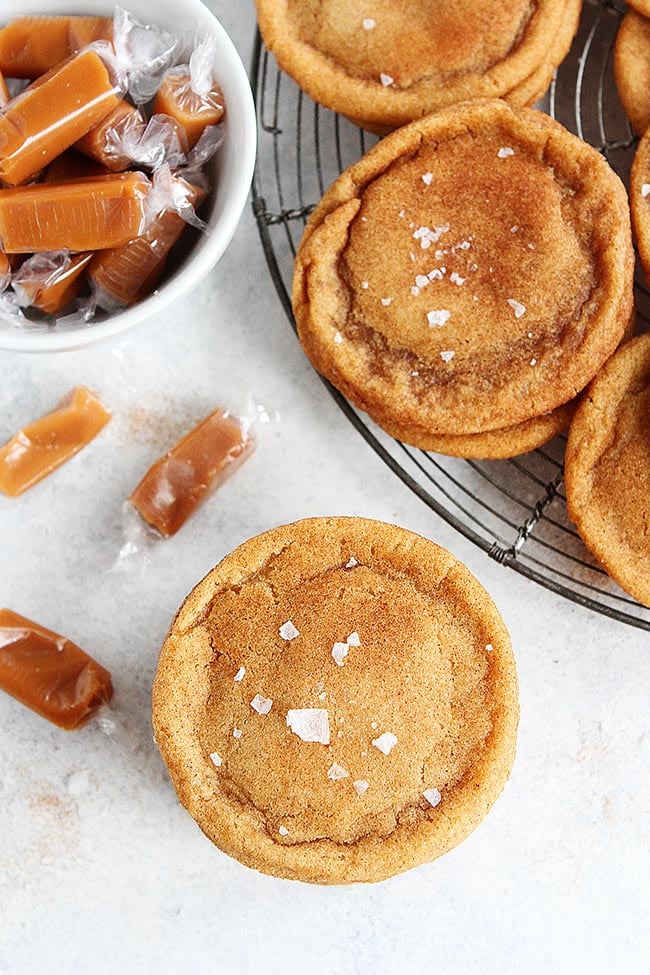 Brown Butter Salted Caramel Snickerdoodles Are Made With Brown Butter And Have A Caramel Surprise In The Center. If You Like Classic Snickerdoodle Cookies, You Will LOVE This Snickerdoodle Recipe. They Are Amazing! #snickerdoodle #cookies #baking #Christmas #holidays #brownbutter #caramel #dessert Brown Butter Snickerdoodles with Caramel