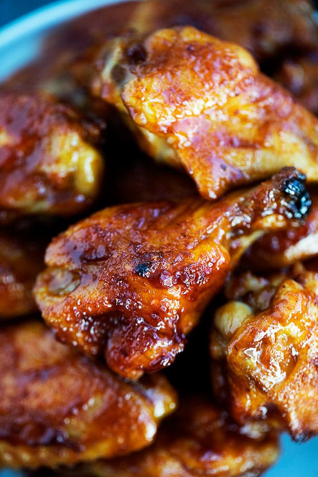 These Easy Baked Chicken Wings With Honey BBQ Sauce Are The Perfect Appetizer For Game Day Or Any Party! They Are A Real Crowd Pleaser, You Will Never Know They Are Baked And Not Fried. #chickenwings #appetizer #wings #superbowl #gameday #football #chickenrecipe Honey BBQ Chicken Wings.