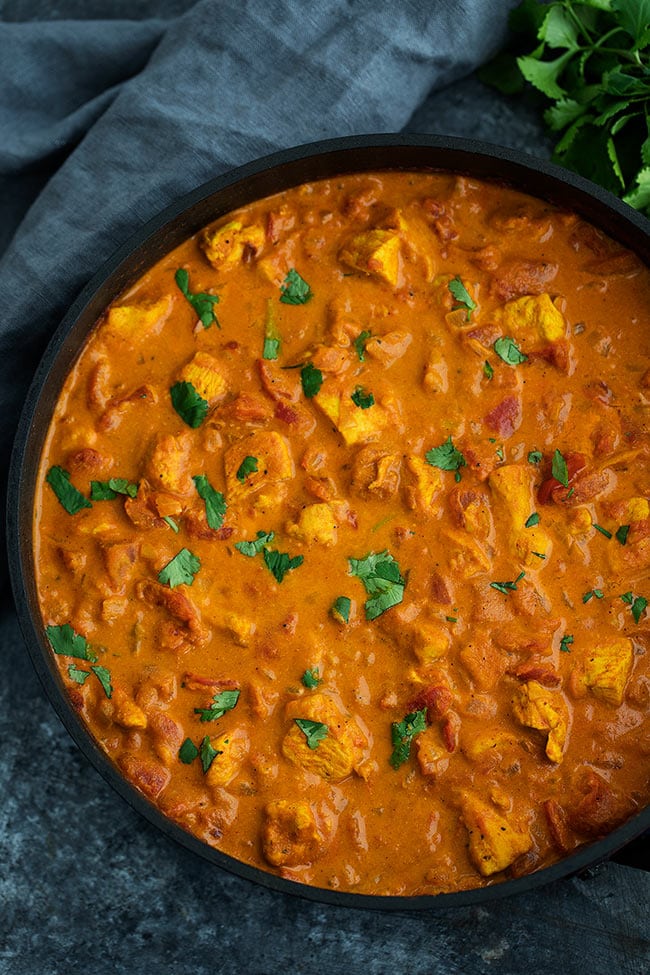 Chicken Tikka Masala in pan. 