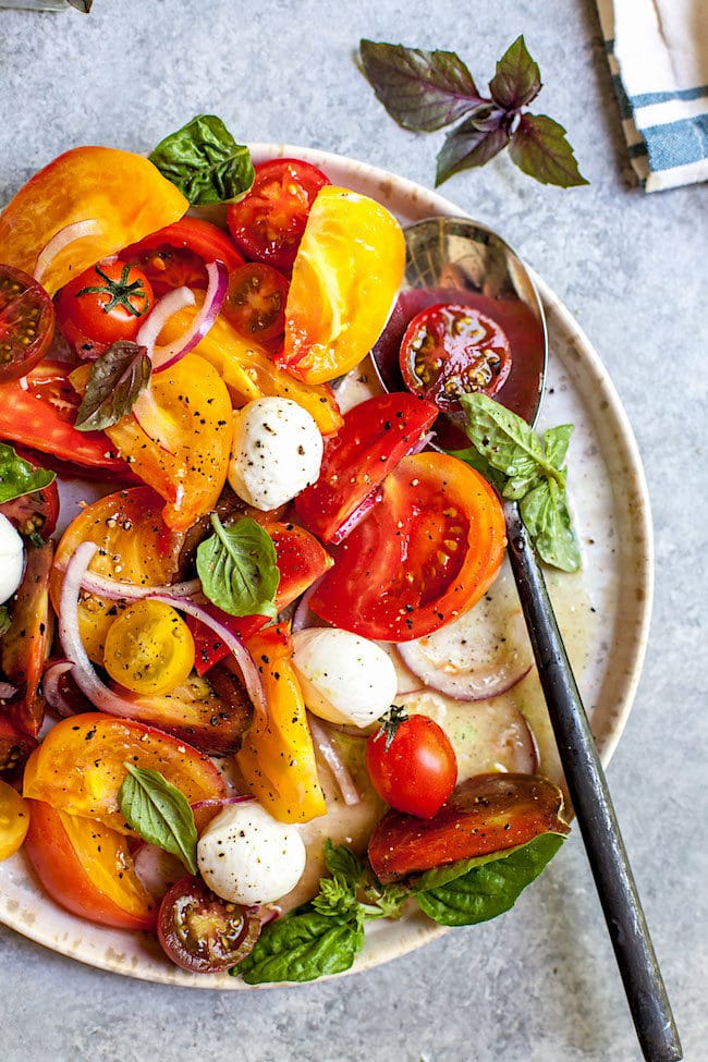 Tomato Salad with mozzarella and basil