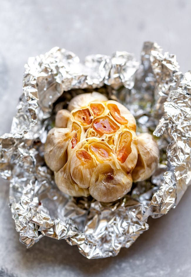 Roasted Garlic in foil.