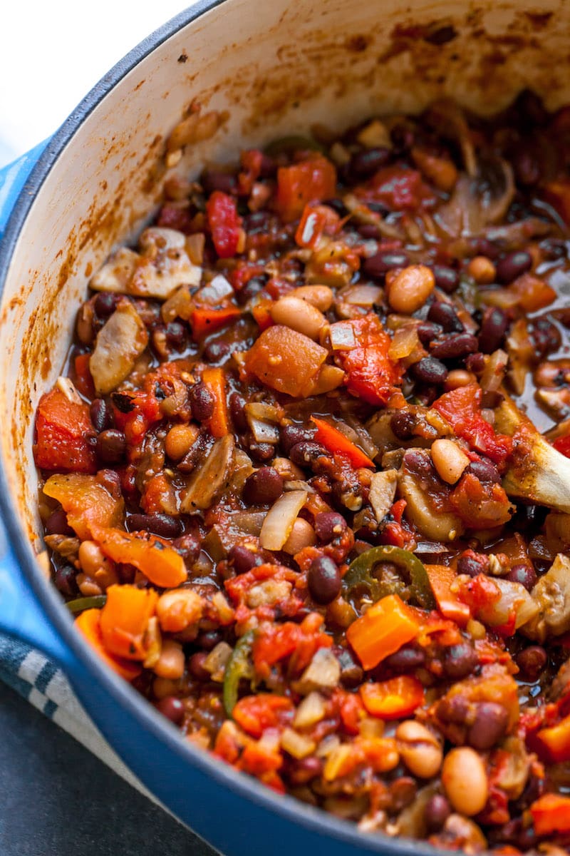 Vegetarian Chili in pot.