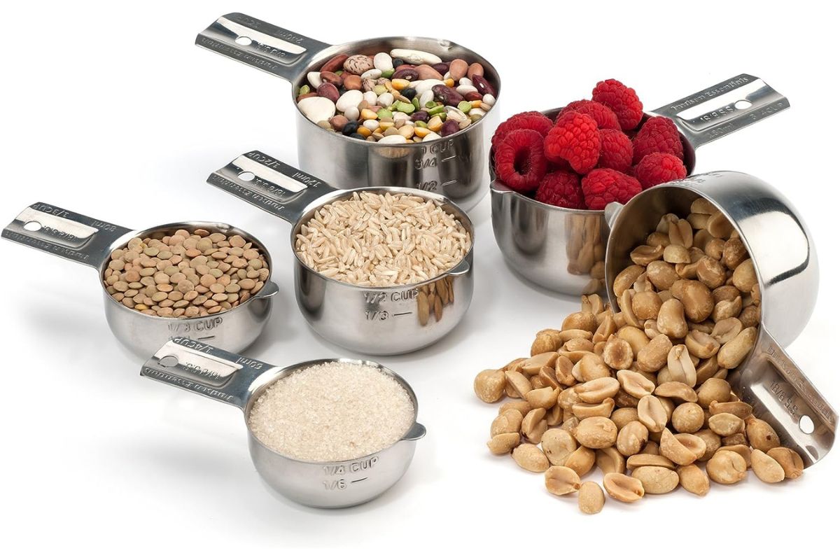 Measuring cups with ingredients