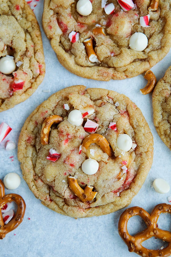 White Chocolate Peppermint Pretzel Christmas Cookies