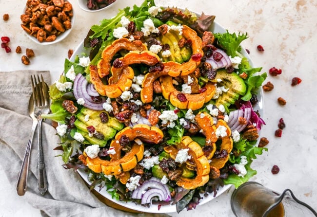 Delicata Squash Salad on platter.