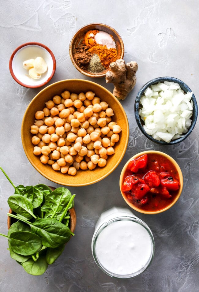 easy chickpea curry ingredients
