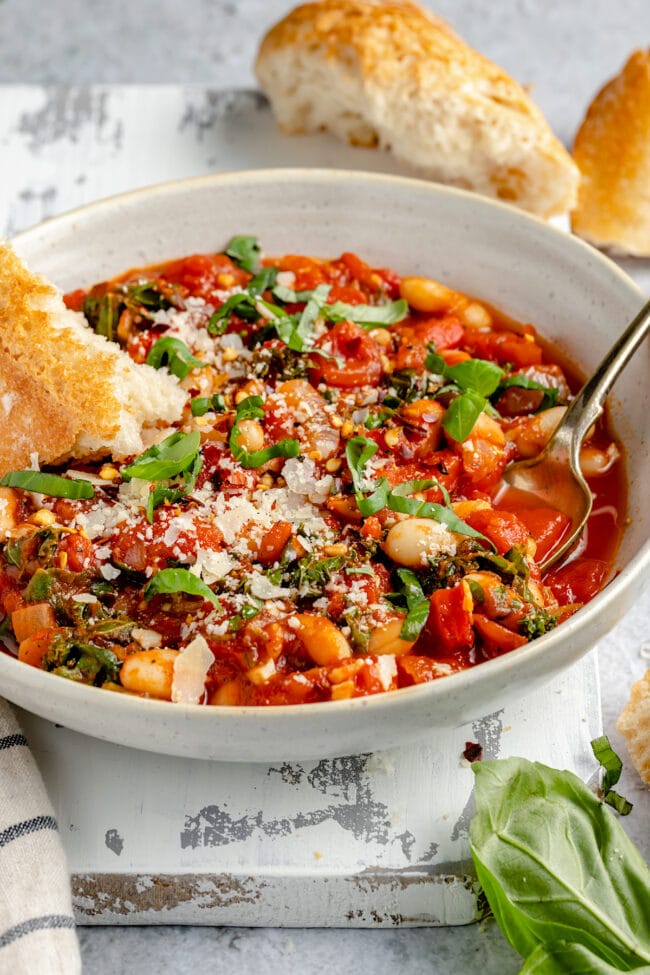 easy white bean skillet with basil 