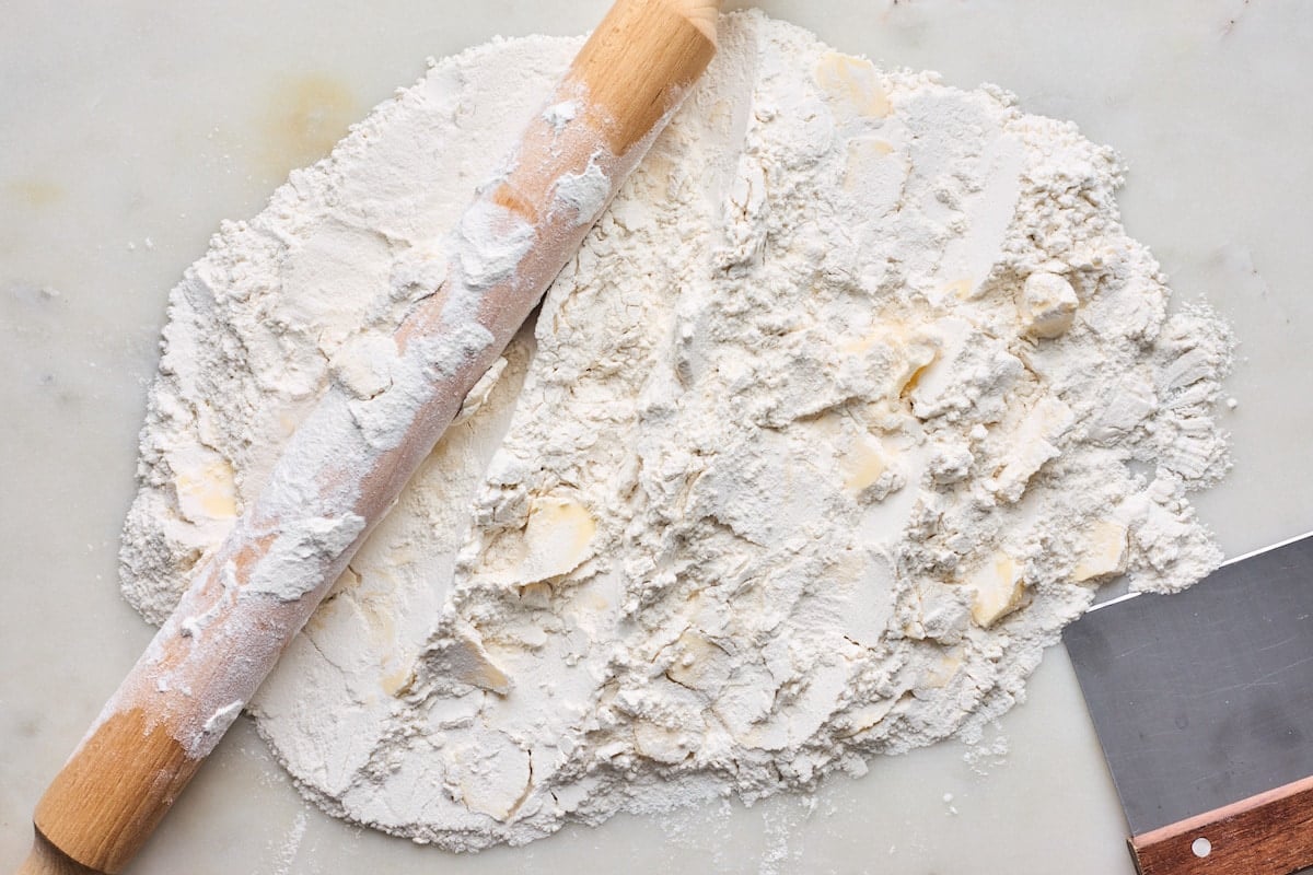 rolling out pie crust.