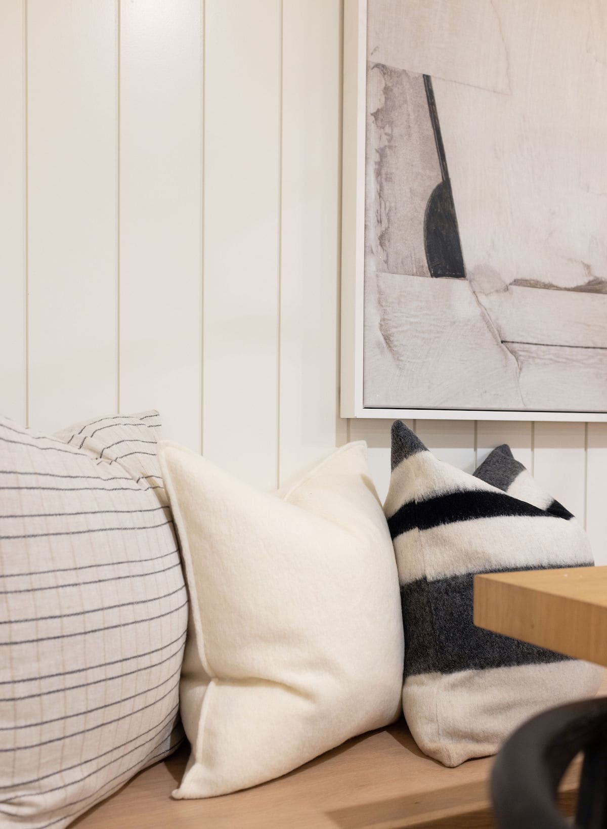 pillows on bench seat.