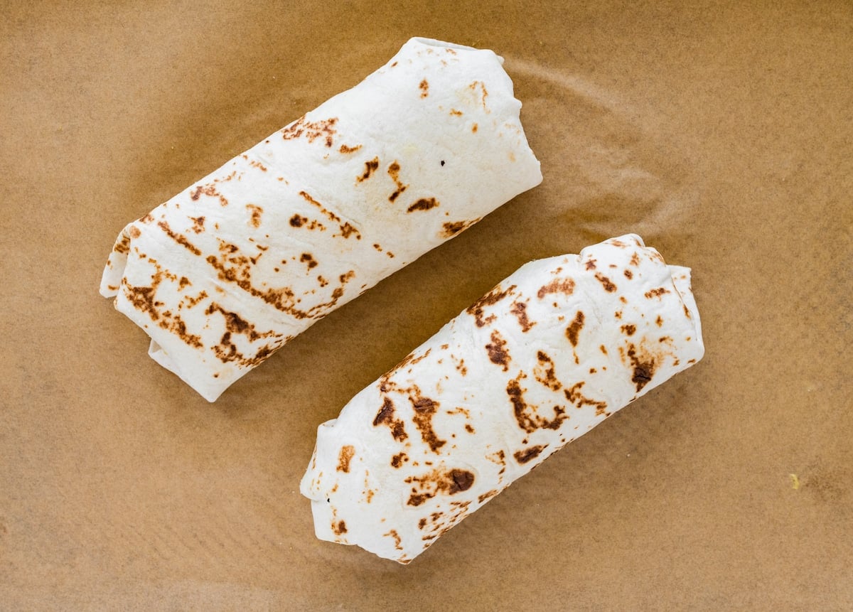 turkey wraps on parchment paper.