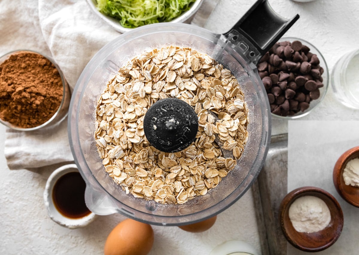 oats in a food processor to make oat flour.