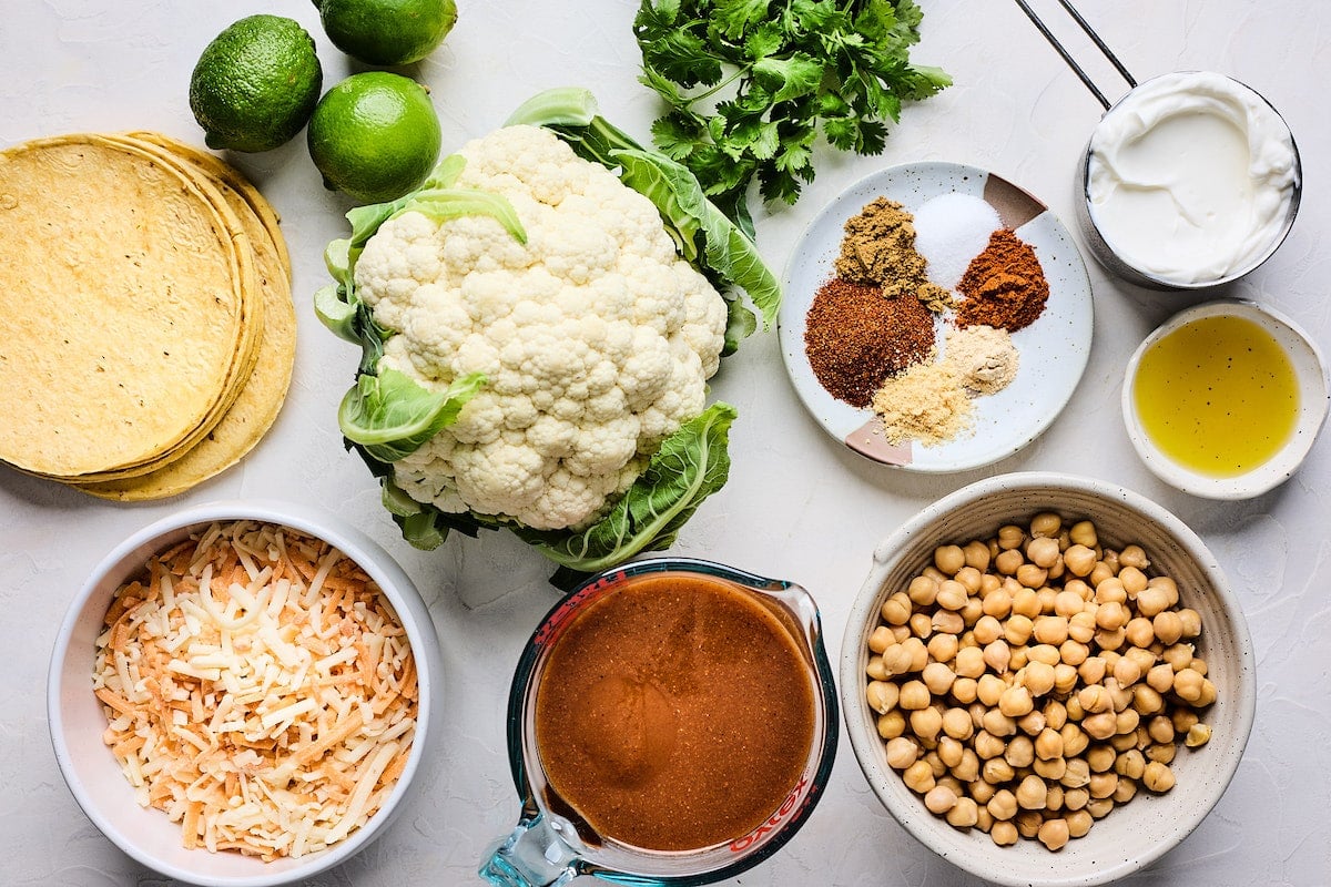 ingredients to make cauliflower enchiladas.