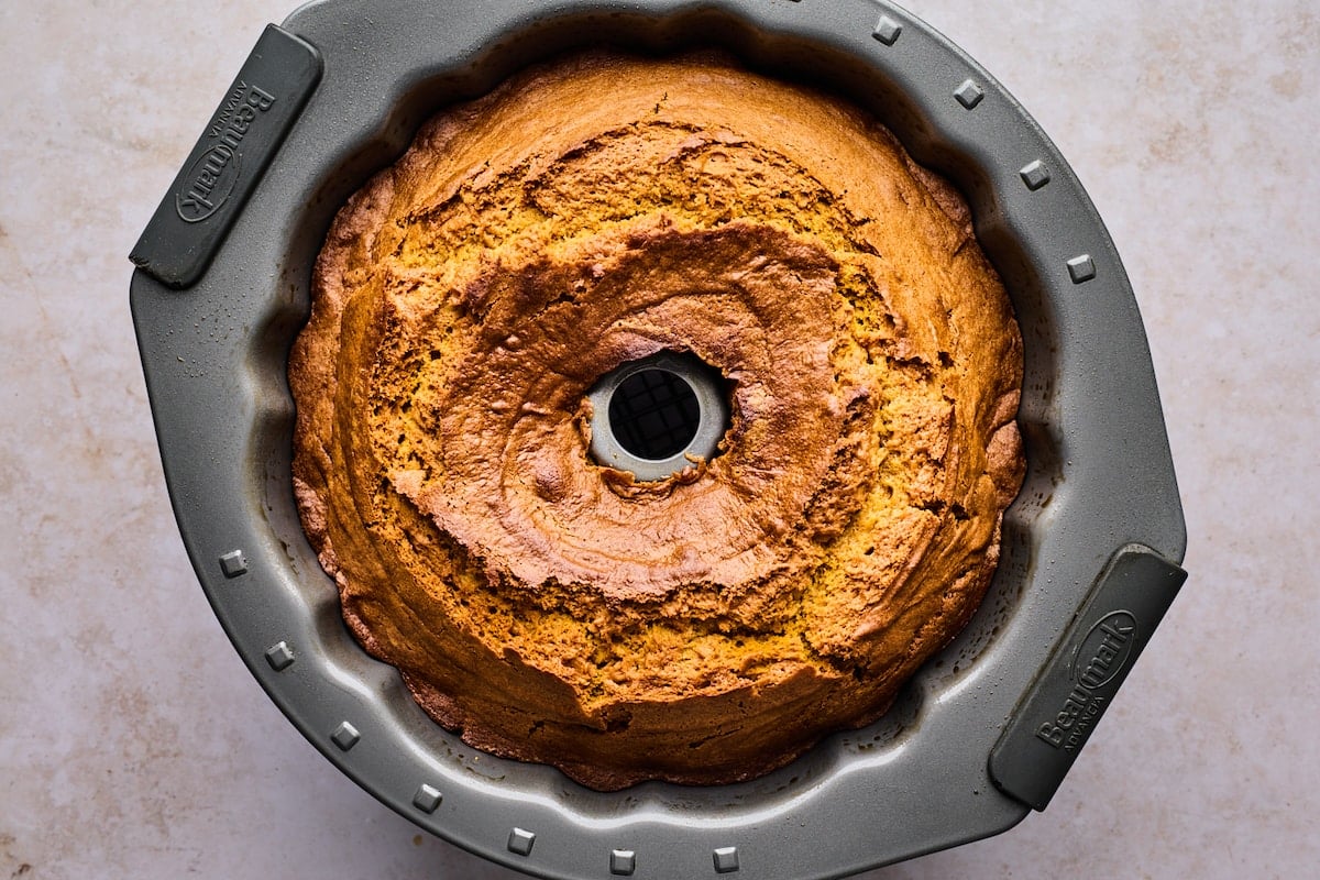bundt cake in bundt pan.