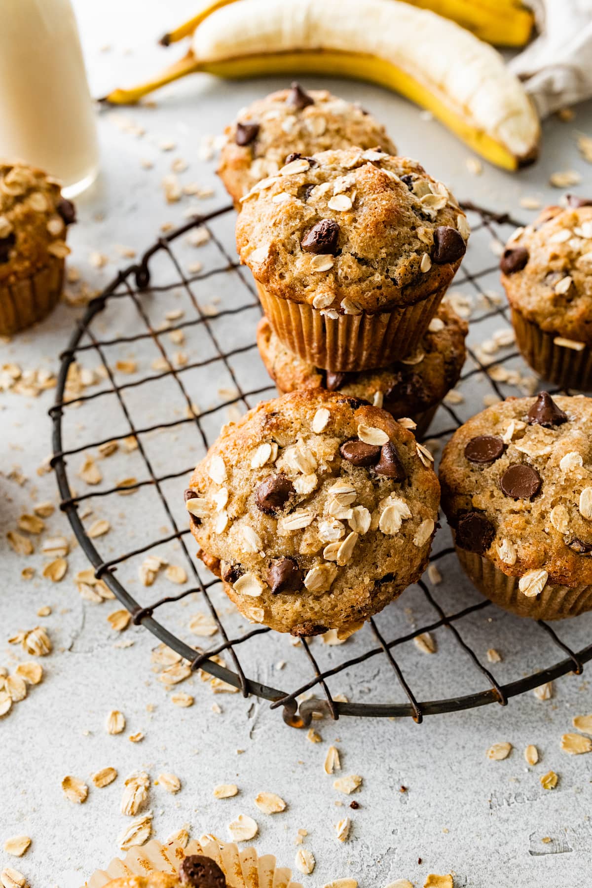 banana oatmeal muffins with chocolate chips.