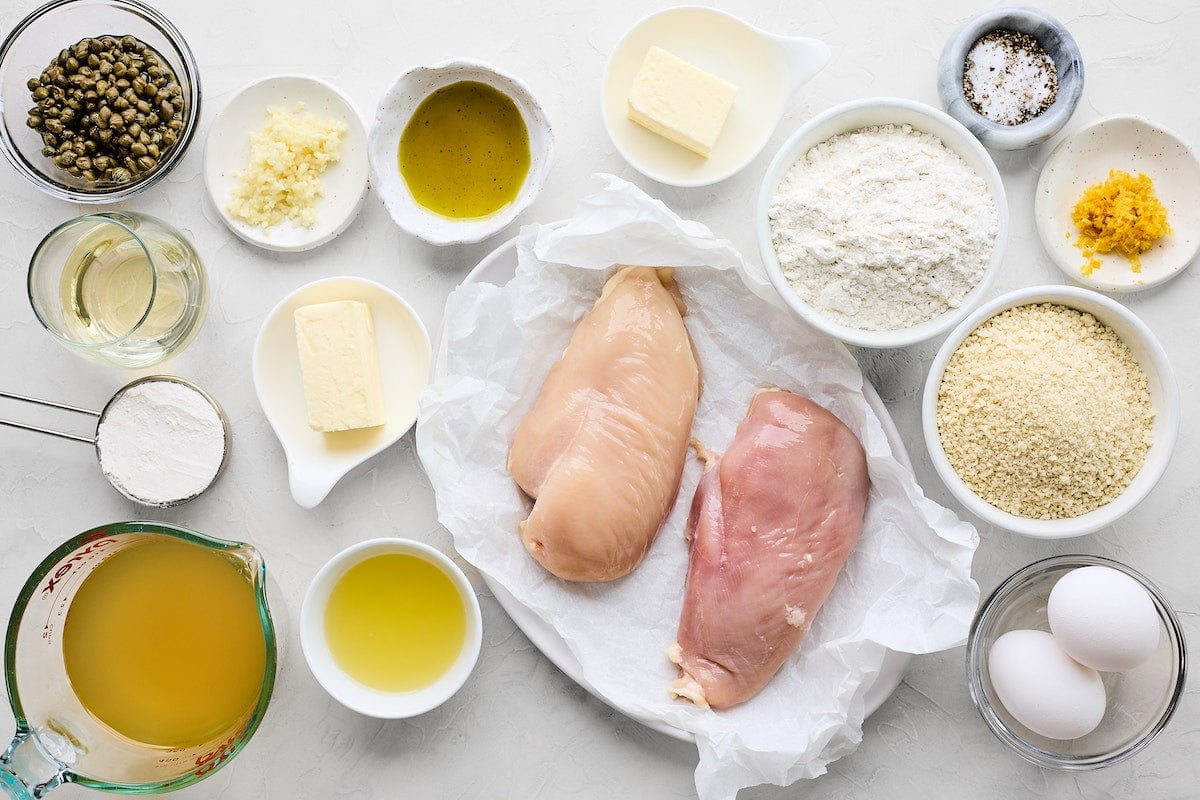 ingredients to make chicken piccata.