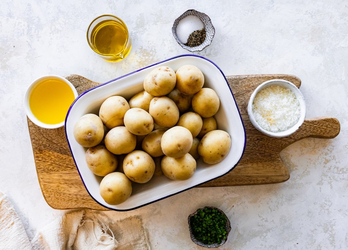 ingredients to make smashed potatoes.