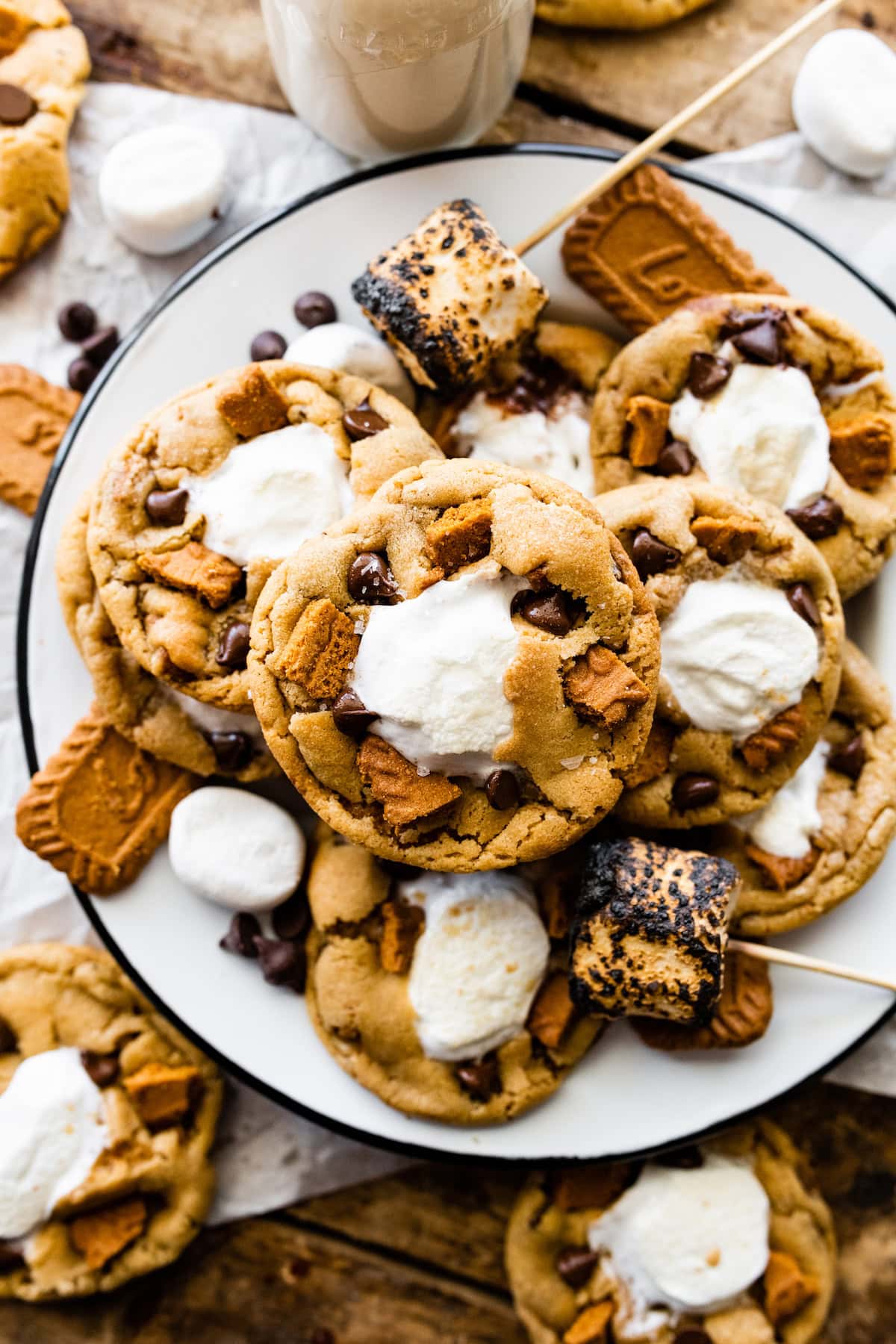 biscoff s'mores cookies on plate.
