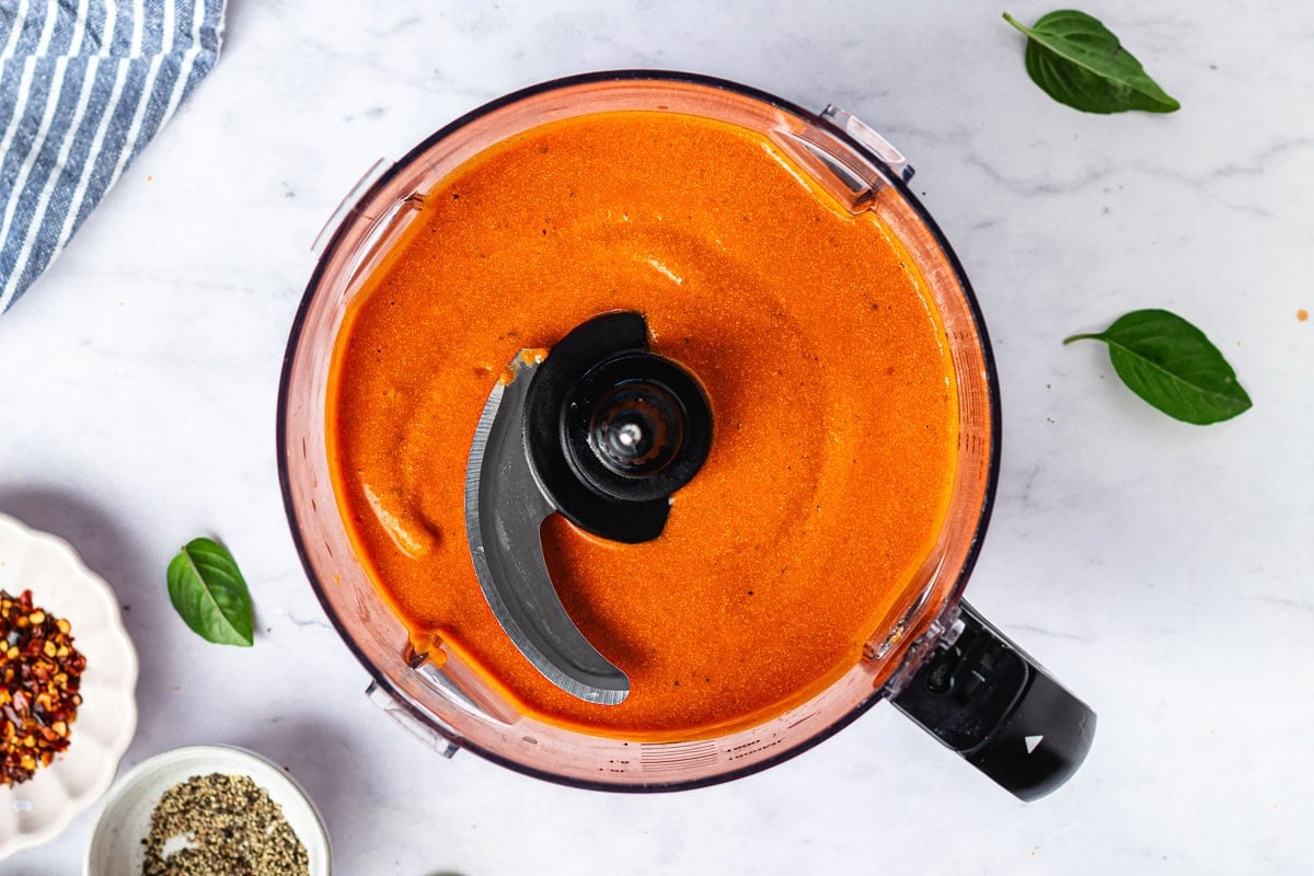 cottage cheese pasta sauce in food processor.