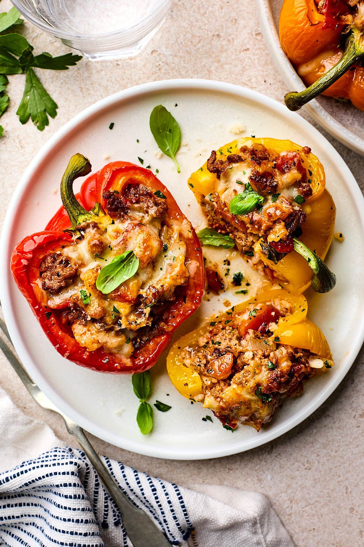 stuffed peppers on plate.