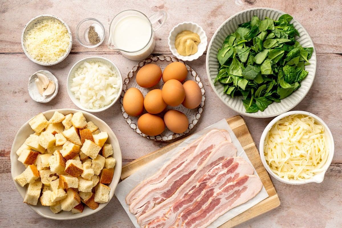 ingredients to make breakfast strata.