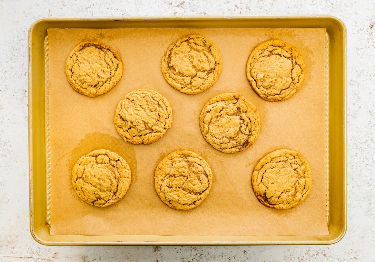 pretzel cookies on baking sheet with parchment paper.