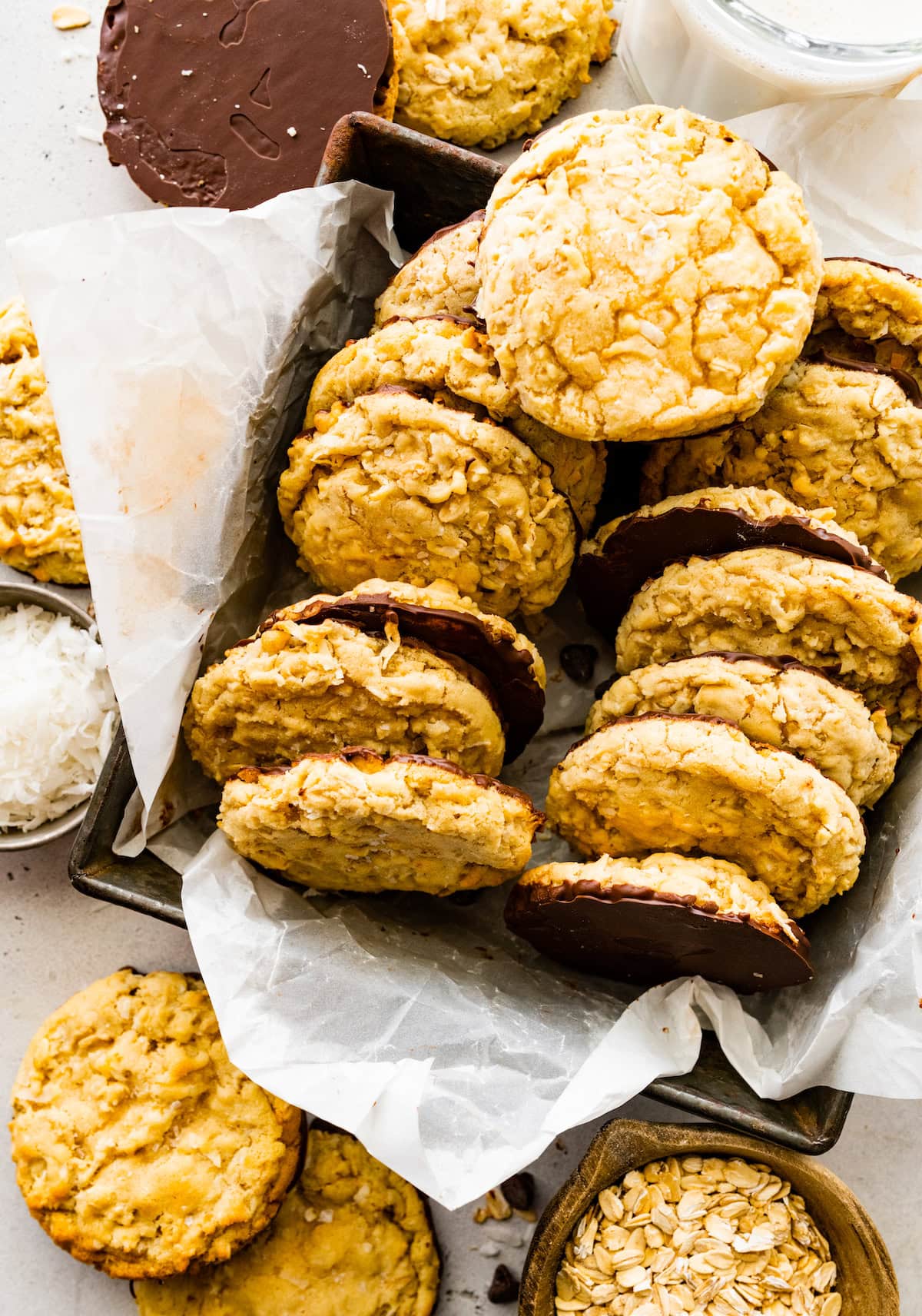chocolate dipped coconut cookies.