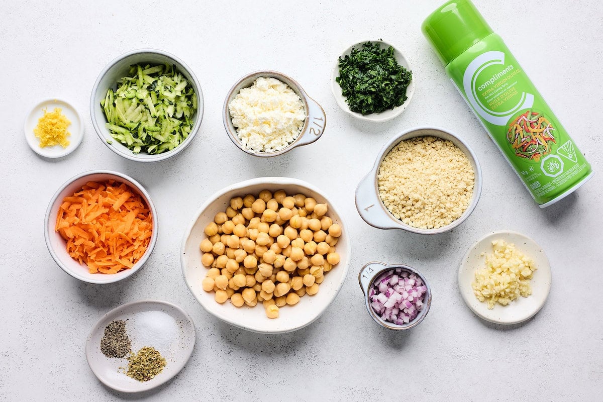 ingredients to make chickpea meatballs.
