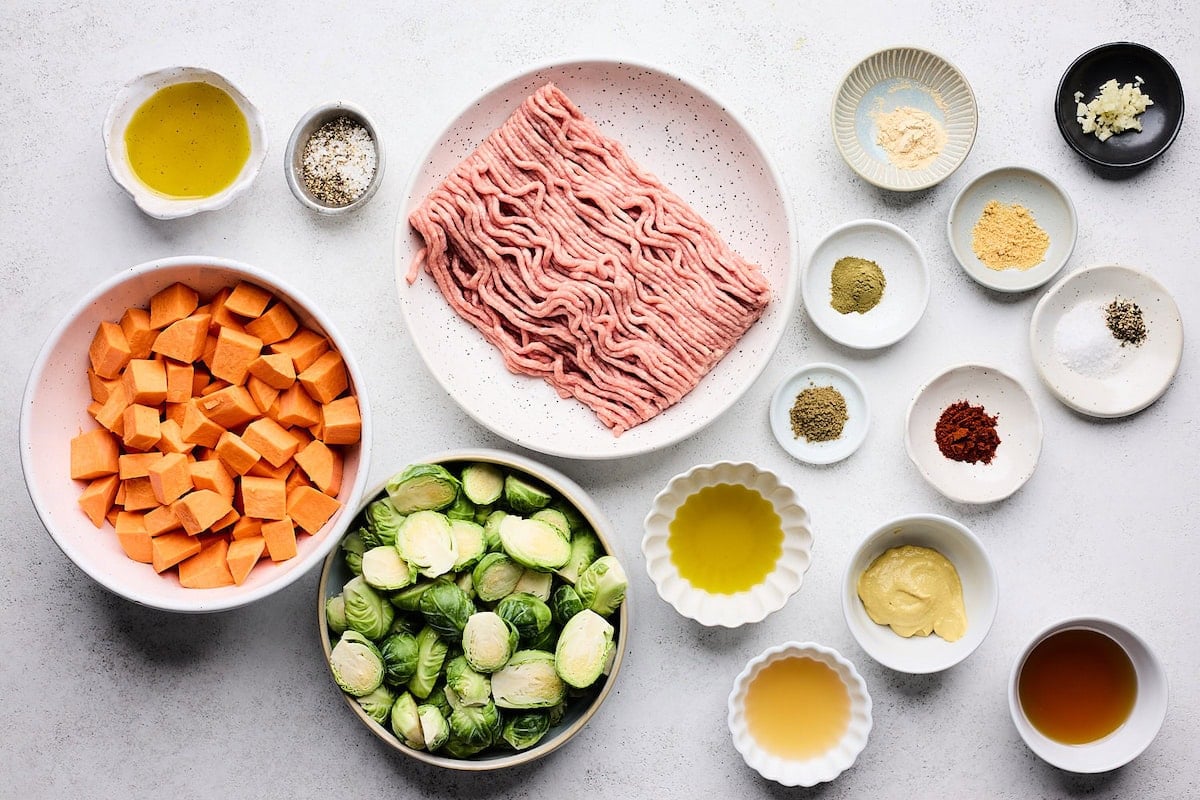 ingredients to make ground turkey bowls.